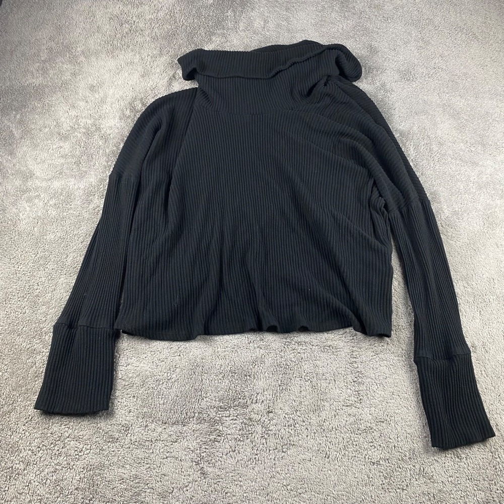 Lucky Brand Long Sleeve Knit Turtle Neck Shirt Sweater Womens Small Black